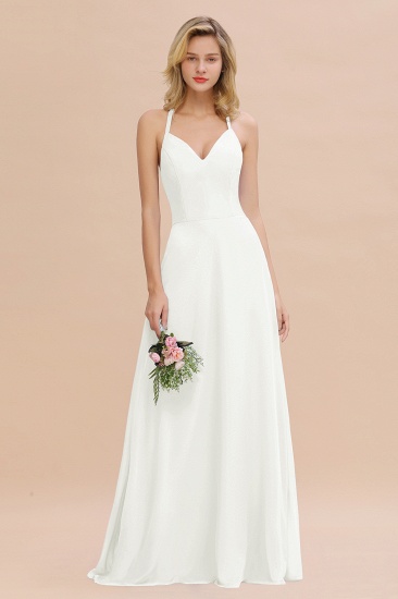 BMbridal Modest Halter V-Neck Sleeveless Long Bridesmaid Dresses Online_2