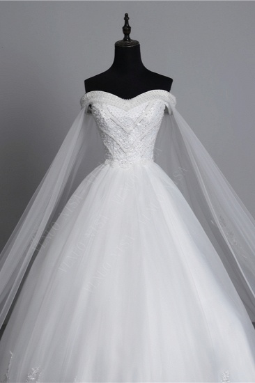 BMbridal Glamorous Strapless Sweetheart Tulle Wedding Dress Sleeveless Appliques Bridal Gowns with Rhinestones On Sale_6