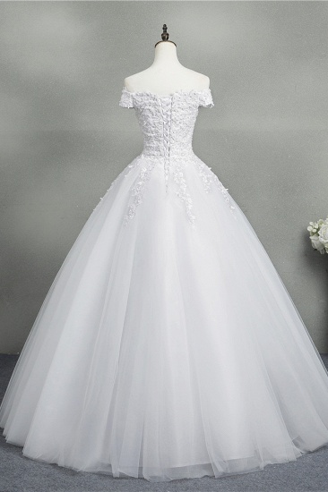 BMbridal Stunning Off-the-Shoulder Sweetheart Wedding Dresses Short Sleeves Lace Appliques Bridal Gowns On Sale_3