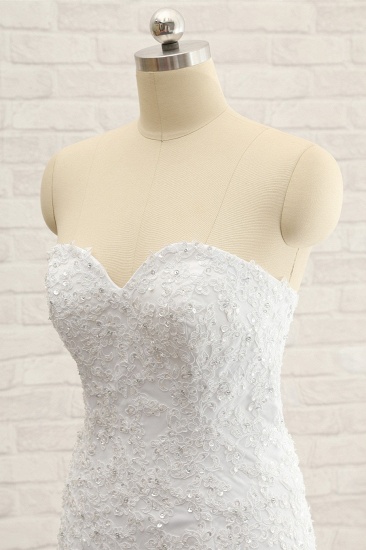 BMbridal Affordable Strapless Tulle Lace Wedding Dress Sleeveless Sweetheart Bridal Gowns with Appliques On Sale_5