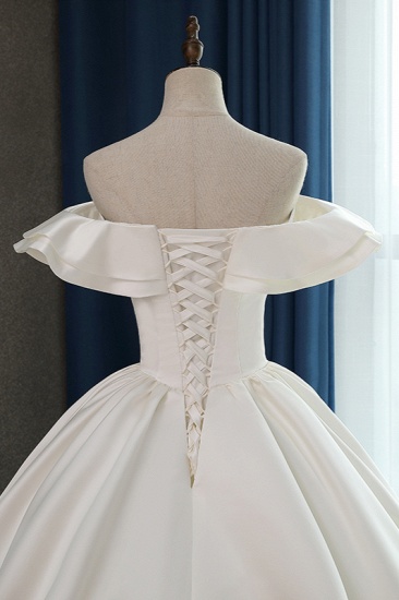 BMbridal Stilvolles trägerloses Satin-Hochzeitskleid mit Rüschen, ärmellose Ballkleider, Brautkleider im Angebot_6