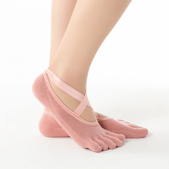 BMbridal 3 Pairs Comfortable Cotton Long One-size Yoga Socks Five-finger Wear-resistant Non-slip Four Season Breathable Split Toe Point_11