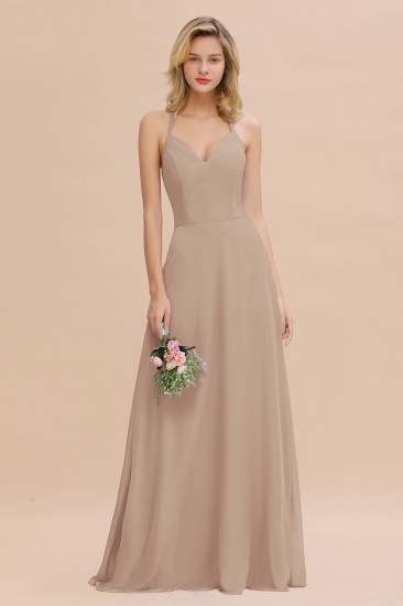 BMbridal Modest Halter V-Neck Sleeveless Long Bridesmaid Dresses Online_16