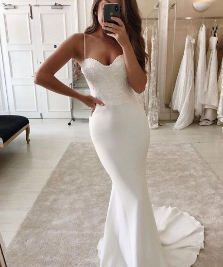 BMbridal Spaghetti-Straps Mermaid Wedding Dress With Lace_3