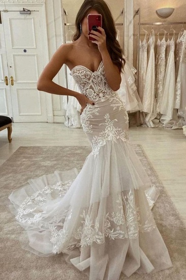 BMbridal Sweetheart Mermaid Tulle Lace Wedding Dress Online_2