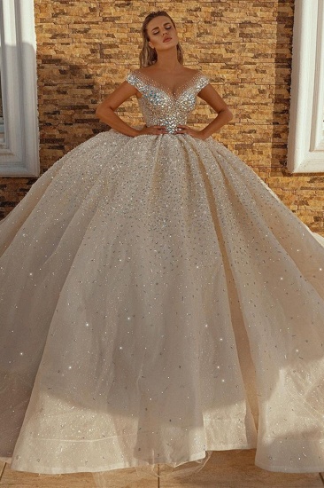 BMbridal Off-the-Shoulder Ball Gown Wedding Dress With Crystals_1