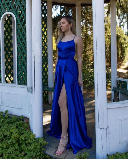 Bmbridal Royal Blue Spaghetti-Strap Prom Dress With Split_3