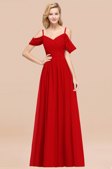 BMbridal Chic Off-the-shoulder Burgundy Bridesmaid Dress with Spaghetti Straps_8