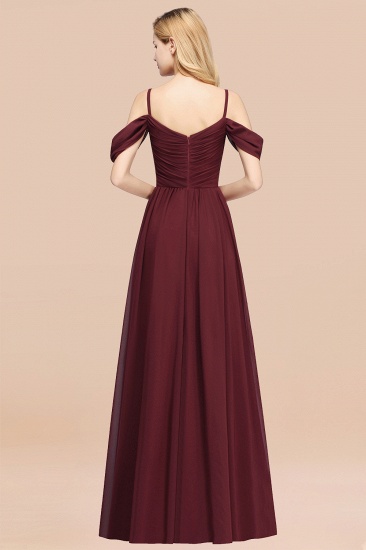 BMbridal Chic Off-the-shoulder Burgundy Bridesmaid Dress with Spaghetti Straps_52