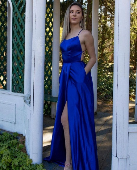 Bmbridal Royal Blue Spaghetti-Strap Prom Dress With Split_4
