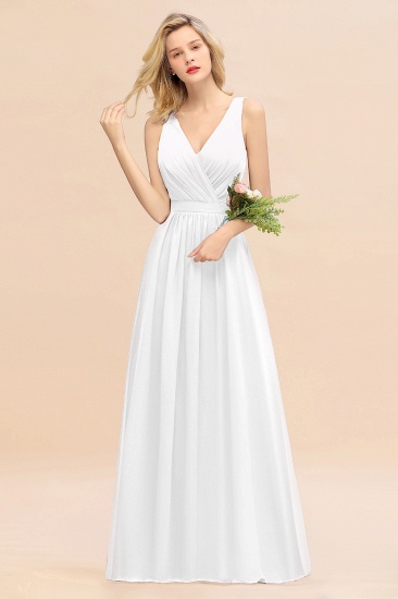BMbridal Affordable V-Neck Ruffle Long Grape Chiffon Bridesmaid Dress with Bow_1