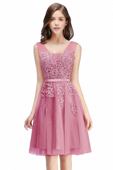 BMbridal A-line Knee-length Tulle Prom Dress with Appliques_3