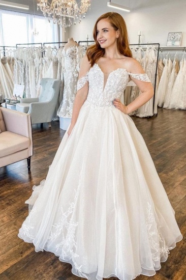Bmbridal Off-the-Shoulder Princess Wedding Dress Sweetheart With Lace Appliques_2