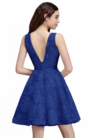 BMbridal Designer V Neck A Line Sheer Lace Short Homecoming Dress_3