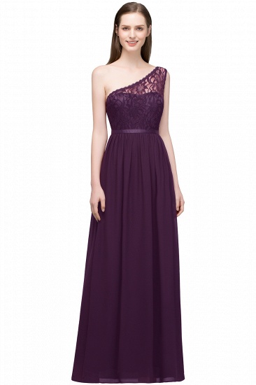 BMbridal Chic One Shoulder Black Lace Long Bridesmaid Dresses Online In Stock_2