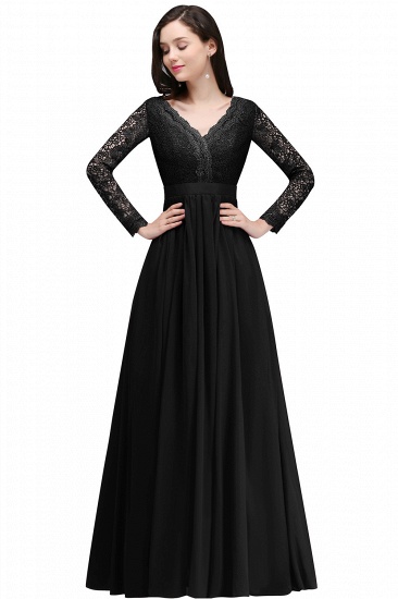 BMbridal Elegant A-line Chiffon Lace Long Sleeves Evening Dress_4
