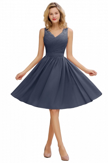 BMbridal A-line Chiffon Ruffle Bridesmaid Dress Sleeveless Lace Homecoming Dress_5