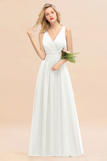 BMbridal Affordable V-Neck Ruffle Long Grape Chiffon Bridesmaid Dress with Bow_2