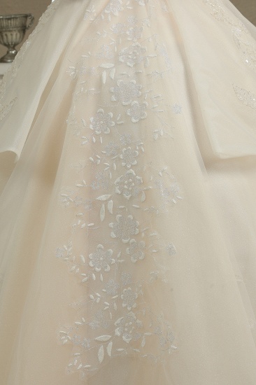 BMbridal Atemberaubendes schulterfreies Brautkleid aus Spitze mit Paillettenapplikationen_5