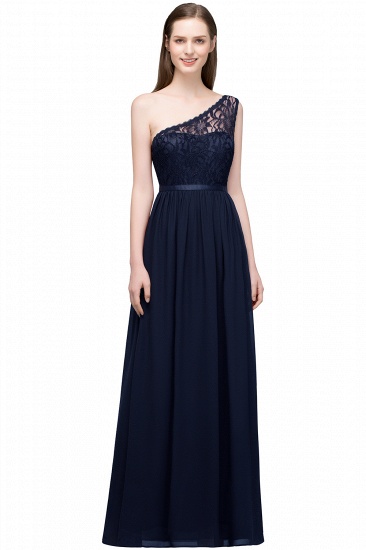 BMbridal Chic One Shoulder Black Lace Long Bridesmaid Dresses Online In Stock_3