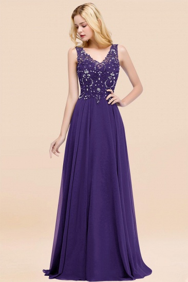 BMbridal Affordable Lace V-Neck Navy Bridesmaid Dresses With Appliques_19
