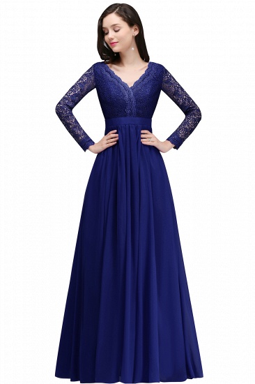 BMbridal Elegant A-line Chiffon Lace Long Sleeves Evening Dress_3
