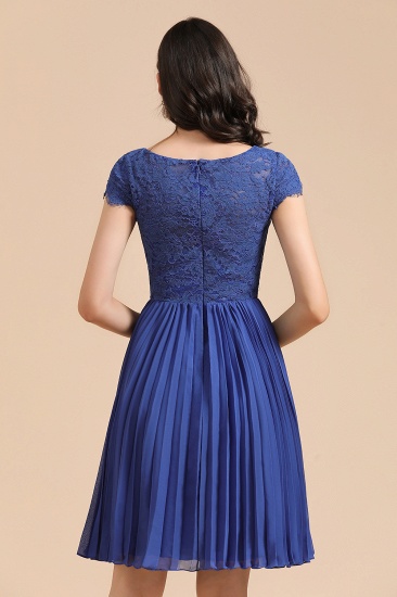 BMbridal Short Sleeve Royal Blue Lace Junior Bridesmaid Dress_3