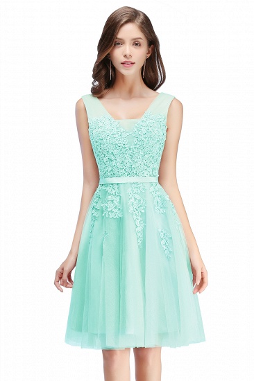 BMbridal A-line Knee-length Tulle Prom Dress with Appliques_8