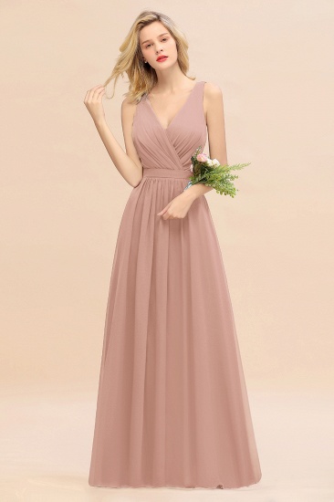 BMbridal Affordable V-Neck Ruffle Long Grape Chiffon Bridesmaid Dress with Bow_6