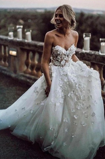 Bmbridal Gorgeous Sweetheart Appliques Wedding Dress Beach Bridal Gowns_2