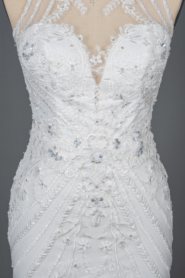 BMbridal Elegant Scoop Mermaid Lace Wedding Dress Zipper Button Back_11