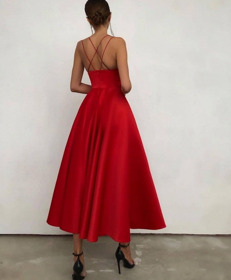 Bmbridal Red Spaghetti-Straps Prom Dress Sleevless Evening Party Gowns_3
