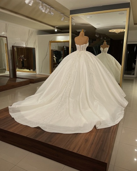 Bmbridal Luxurious Sweetheart Ball Gown Wedding Dress With Beadings_3