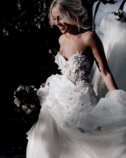 Bmbridal Gorgeous Sweetheart Appliques Wedding Dress Beach Bridal Gowns_5