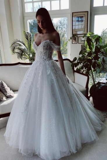 Bmbridal Off-the-Shoulder Ball Gown Wedding Dress With Appliques Sequins_1