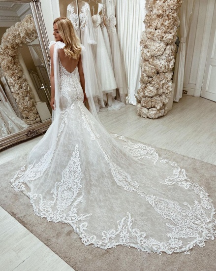 BMbridal Glorious Lace Mermaid Wedding Dress Sleeveless Online_3
