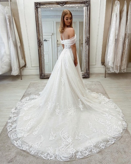 Bmbridal Gorgeous Off-the-Shoulder Lace Wedding Dress On Sale_4