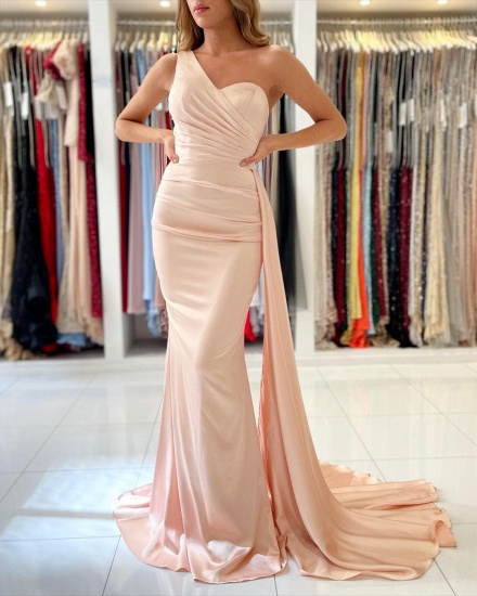 Bmbridal One Shoulder Mermaid Prom Dress Long With Ruffles_3