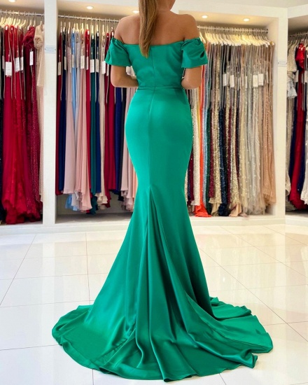 Bmbridal Emerald Green Mermaid Prom Dress Off-the-Shoulder_6