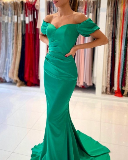 Bmbridal Emerald Green Mermaid Prom Dress Off-the-Shoulder_3