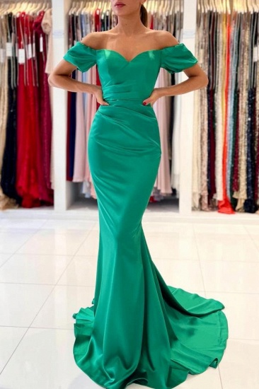 Bmbridal Emerald Green Mermaid Prom Dress Off-the-Shoulder_2