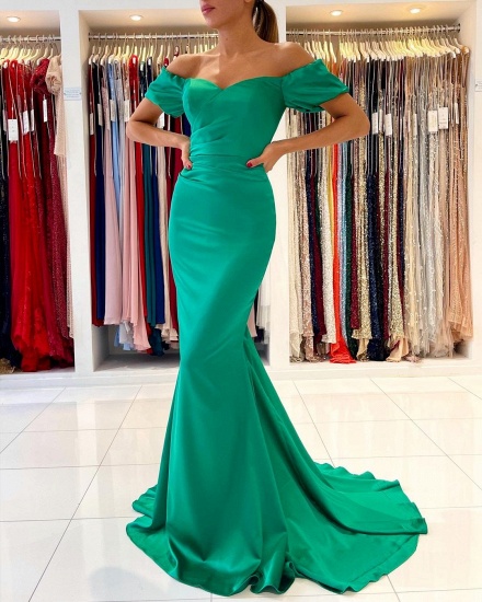 Bmbridal Emerald Green Mermaid Prom Dress Off-the-Shoulder_5