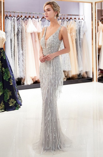 BMbridal Silver Mermaid Long Sequins Prom Dress Appliques_2