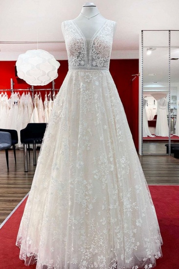 BMbridal Beautiful Lace Appliques Tulle A-Line Wedding Dresses_1