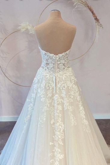 BMbridal V-Neck Sleeveless Lace Wedding Dress Long On Sale_4
