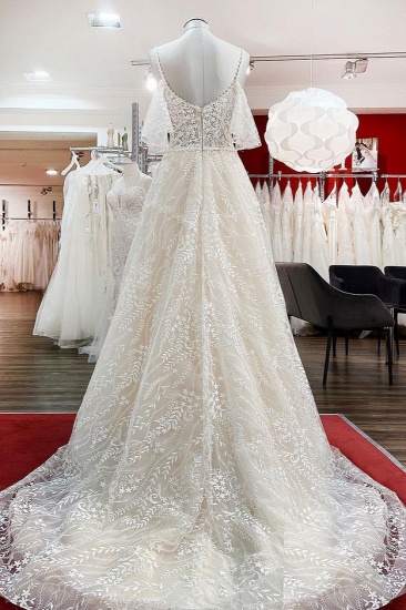 BMbridal Gorgeous Sleeveless Tulle Lace Appliques Sweetheart A-Line Wedding Dresses_3