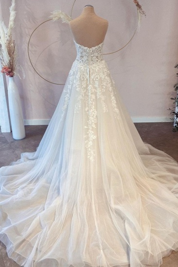 BMbridal V-Neck Sleeveless Lace Wedding Dress Long On Sale_2