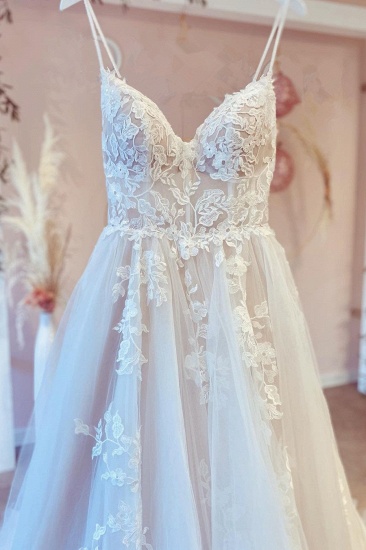 BMbridal V-Neck Sleeveless Lace Wedding Dress Online_2
