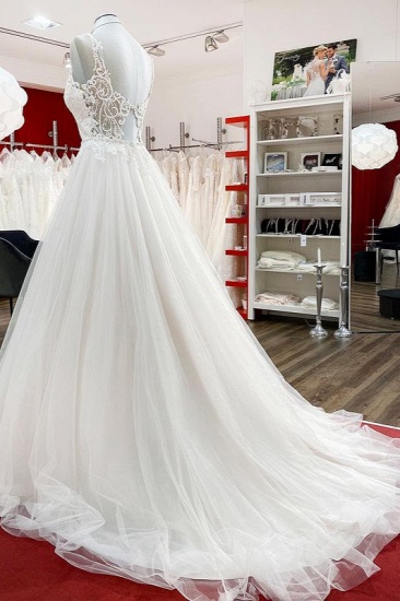 BMbridal Graceful Ivory Tulle  Ruffles A-Line Wedding Dresses_4