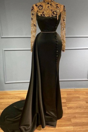 BMbridal Black Long Sleeves Evening Dress Mermaid With Beads